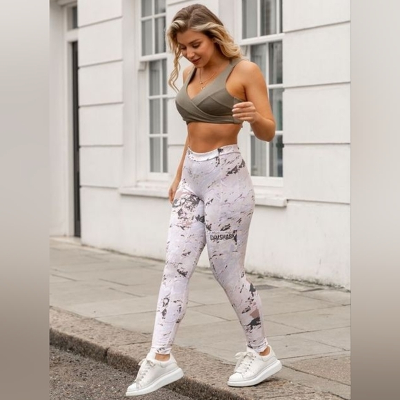 Gym Shark Ori Leggings - Marble Print Sz: XL - Picture 6 of 16